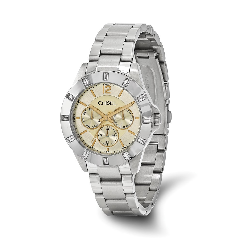 Mens Chisel Stainless Steel Champagne Dial Wrist Watch, 8.25 inch Length